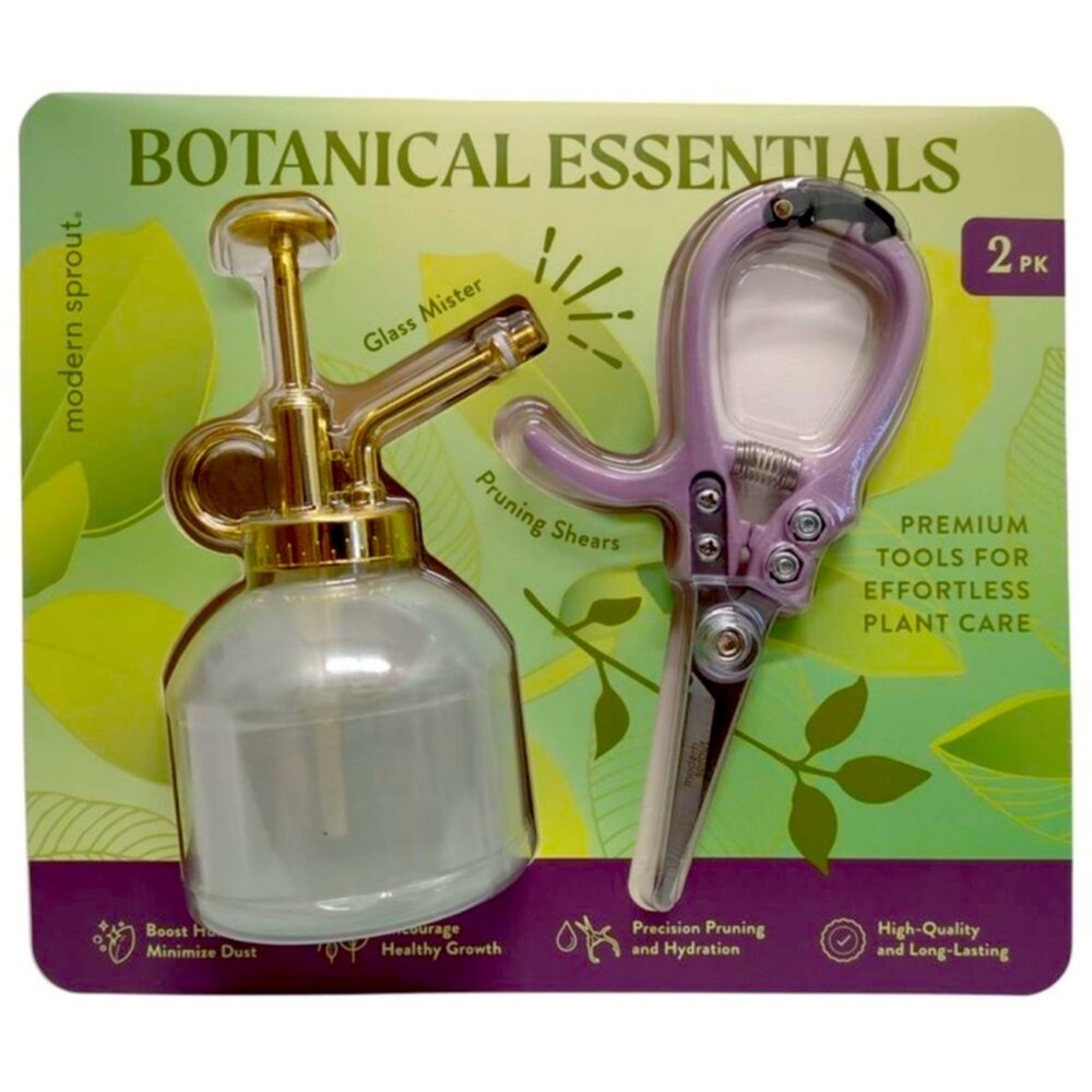 Modern Sprout Botanical Essentials 2 pack, 8oz. Glass Mister & Pruning Shears